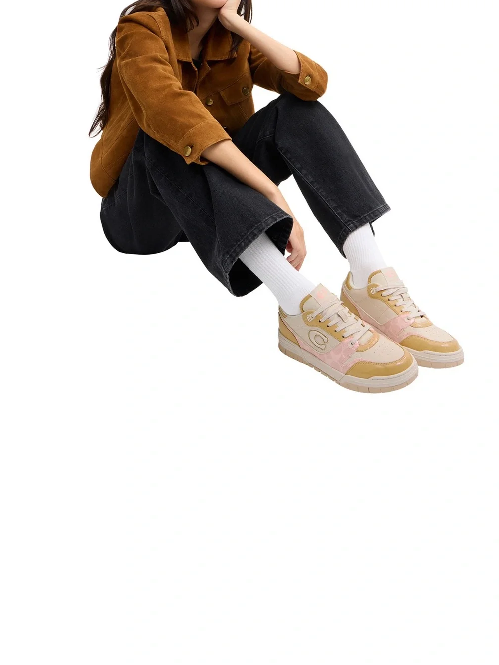 Coach Women's Low-Top Sneaker — Cream, Tan & Pink